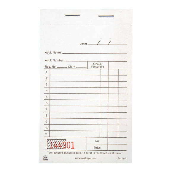 Libro de ventas Royal White Carbon, 2 partes, 3,5 x 6,7 cm