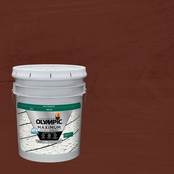 Olympic Maximum 5 Gallons SC-1052 Deep Redwood Solid Color Exterior Stain and Sealer in One