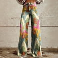 thumbnail image 5 of Womens Jeans Vintage Wide Leg Fashion High Waisted Denim 90S Floral Printed Pull On Baggy Pants for Women Jeans, 5 of 7