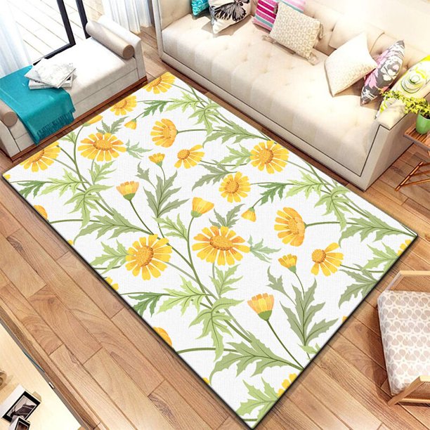 Hermosa alfombra con pintura de flores de dibujos animados, área grande, decoración suave negra para el hogar, estilo bohemio4120x160cm (47x62 pulgadas)120x160cm (47x62 pulgadas) zhangyuxiang unisex