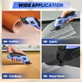 thumbnail image 2 of Saker Cordless Electric Scissors, Lightweight, Type-C Charging, Safety Lock, Blue with Storage Bag, 2 Blades for Fabric, Carpet, Leather, Cardboard, 2 of 8