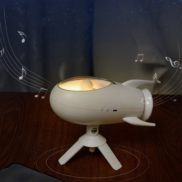 Luz nocturna con altavoz Bluetooth y atenuación infinita - Space Capsule Ambiental Mood Lamp, USB recargable, batería de 1000mAh, luz blanca cálida