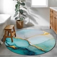 thumbnail image 3 of Round Rugs 3.3Ft, Teal Ombre Marble Round Area Rug Washable Indoor Throw Carpet, Modern Ink Painted Abstract Soft Non Slip Circle Rug for Laundry Room Patio Home Decor Aesthetic, 3 of 8