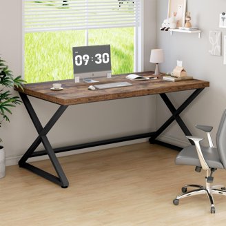 IBF 47 Inch Solid Fir Wood Computer Desk – Minimalist K-Leg Design For Home Office & Gaming