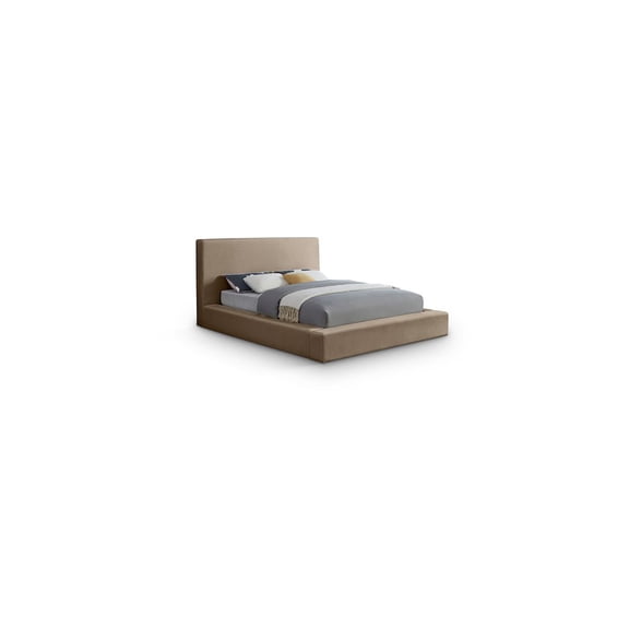 Meridian Furniture Dorian Taupe Velvet Queen Bed