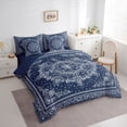 thumbnail image 3 of Manfei Boho Exotic Style 7-Piece Twin Bedding Sets,Retro Victorian Floral Bedding Comforter Set,White Blue Sheet Sets For Adults,Microfiber Bedroom Decor Reversible, 3 of 8