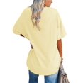 thumbnail image 2 of V-Neck Short Sleeve Women Loose T-Shirt Simple Solid Color Casual Blouse Tops, 2 of 3