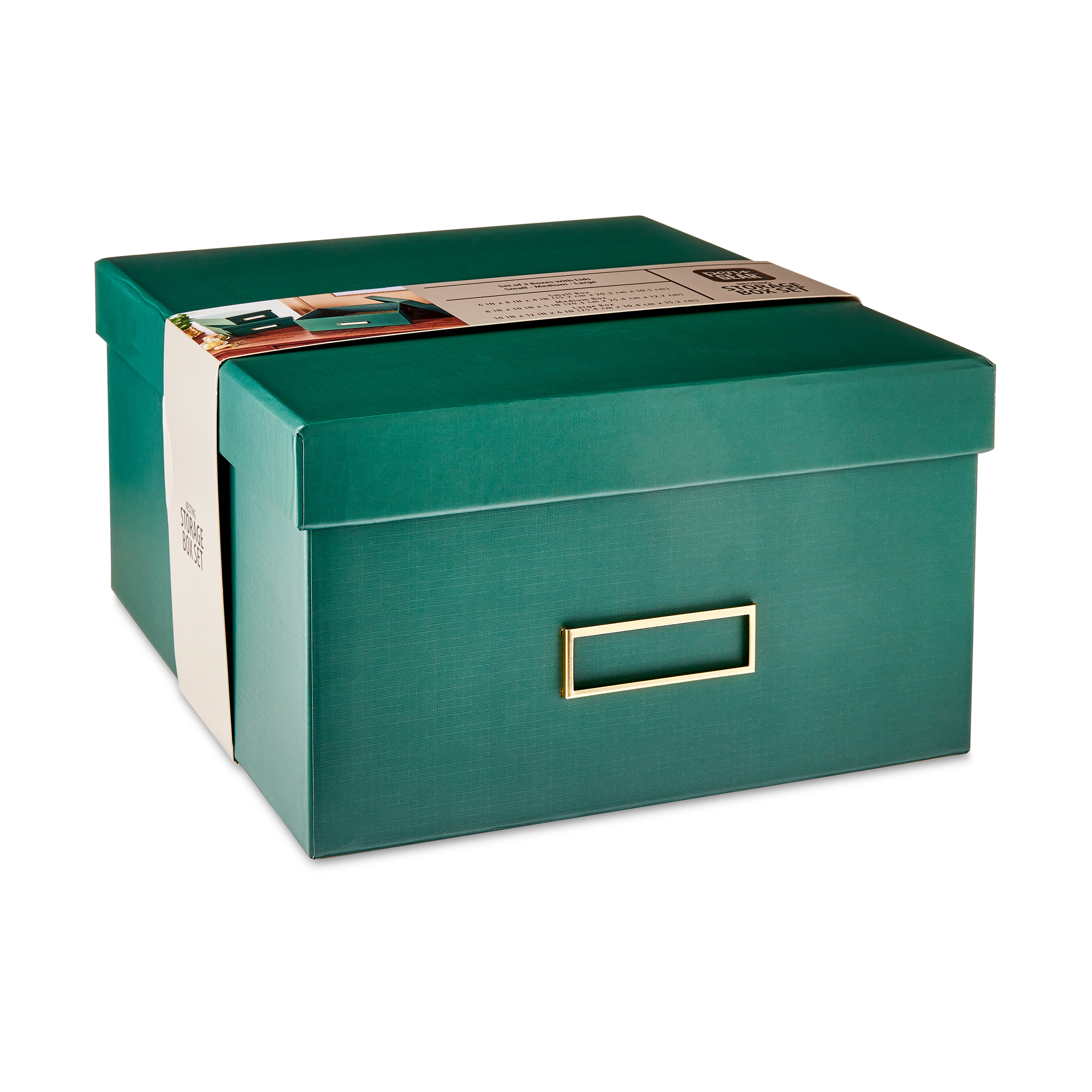 Pen+Gear 3-Piece Nesting Storage Box Set, Green Emerald