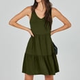 thumbnail image 4 of Fankiway Mode Femmes Été Décontracté Col en V Manches Courtes Robe Mini Taille Haute Robes de Plage Grandes Tailles Robes Femmes, 4 of 9
