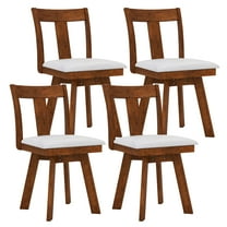 Gymax Swivel Dining Chairs Set of 4 Dining Room Chairs w/ Rubber Wood Frame