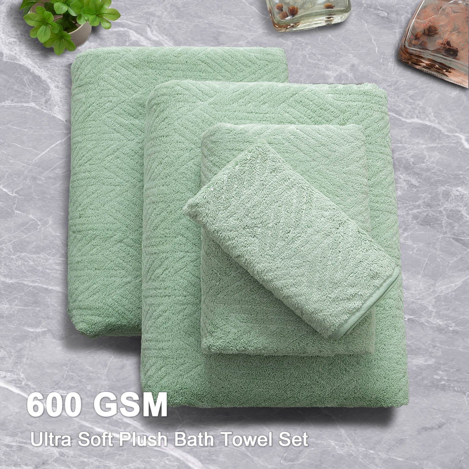 Green Essen 8 Pieces Extra Large Bath Towel Set 35"x 70" Highly Absorbent Quick Dry Bath Sheets 600 GSM Bath Towel Clearance Oversized Soft Shower Towels for Bathroom Spa Hotel Gym(Green)