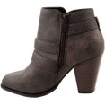 thumbnail image 1 of Forever Womens Buckle Strap Block Heel Ankle Booties, Brown, 1 of 2