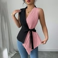 thumbnail image 2 of Tank Tops for Women Camisole Contrasting Blouses Bandage Pleated V-Neck Fashionable Tank Top, 2 of 2