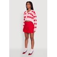 thumbnail image 4 of Women's Chenille Heart Patterned Brushed Knit Cropped Cardigan, 4 of 5