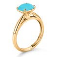 thumbnail image 3 of Gem Stone King 10K Yellow Gold Green Turquoise Solitaire Engagement Ring for Women (2.00 Cttw, Cushion 8MM, Gemstone Birthstone, Available in Size 5, 6, 7, 8, 9), 3 of 4