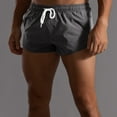 thumbnail image 2 of Yuncity Men Shorts Solid Color High Waist Elastic Thin Lightweight Drawstring Summer Running Jogging Sport Outdoor Daily Wear Men's Shorts Size M Grey, 2 of 7