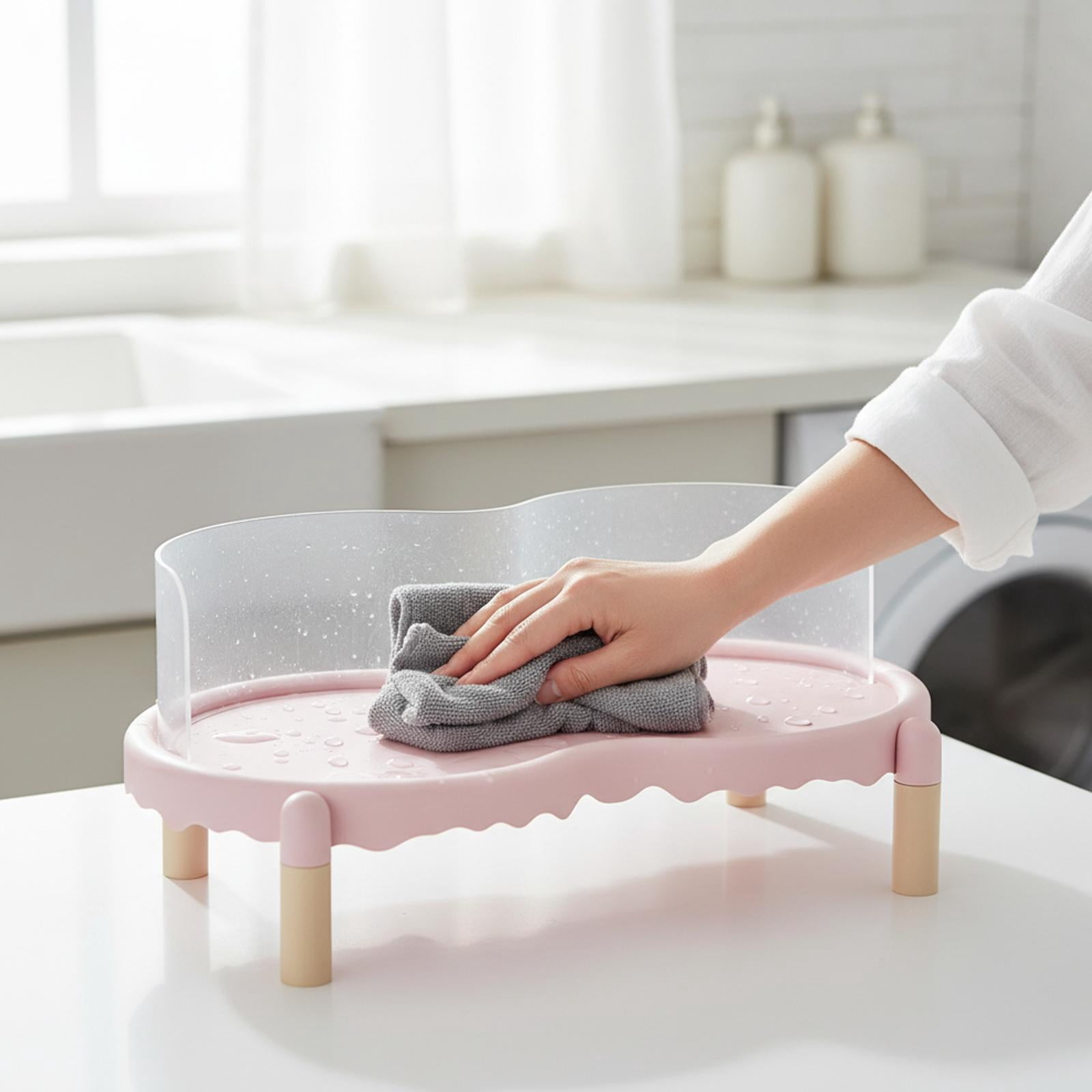 Bvdfgk Cat Bowl Stand with Fence Automatic Feeder Stand for Cat Dog Water Dispenser Pink