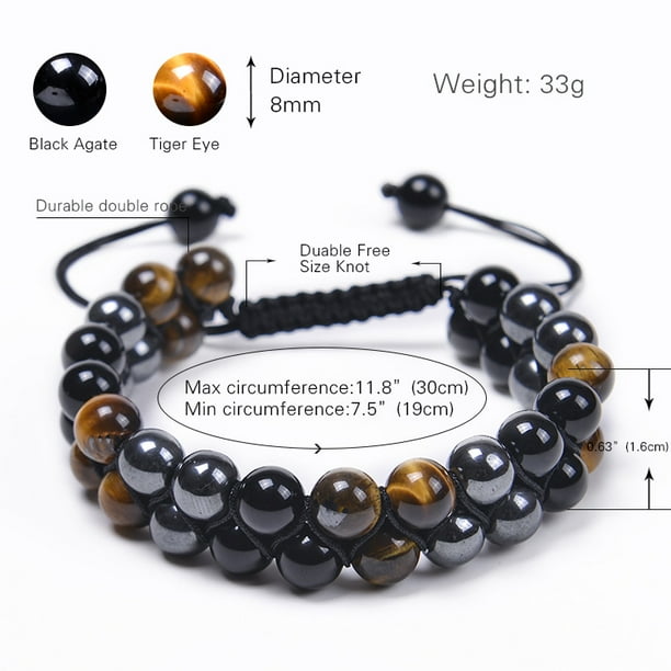 Bracelets for Men Women Triple Protection Mens Bracelet Natural Crystal Bracelet with Tigers Eye Black Obsidian and Hematite Bracelet Beads Beads Bracelet Healing Bracelets Jewelry Gift Walmart