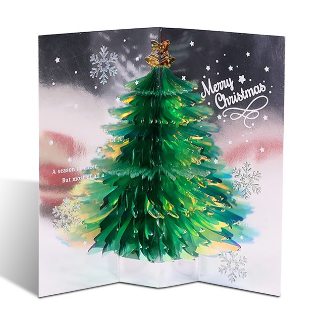 Árbol de Navidad Tarjeta de felicitación de papel Aniversario Cumpleaños Postal con sobre Invitaciones de fiesta Vacaciones Niños Baby Shower Verde Inevent HA009313-02B