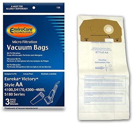 3 Eureka Allergy Vacuum Style AA Bags Victory HEPA for sale online 