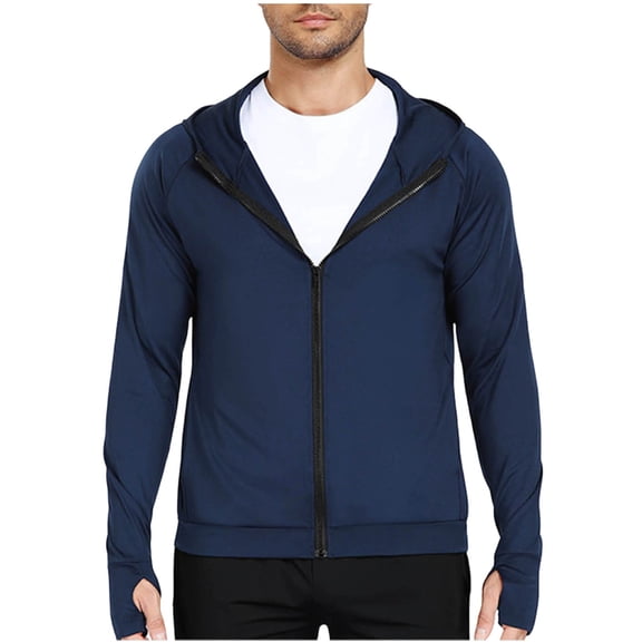 Long Sleeve Shirts for Men, Men's UPF 50  Light Jacket Full Zip Sun Protection Hoodie Long Sleeve Sun Shirts UV Fishing Hiking Athletic Running