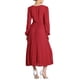 thumbnail image 3 of INSPIRE CHIC Vestido Elegante Plisado para Mujer con Cuello en V Cruzado, Manga Abullonada, Cintura con Cinta, Vestidos A-Line S Rojo, 3 of 6