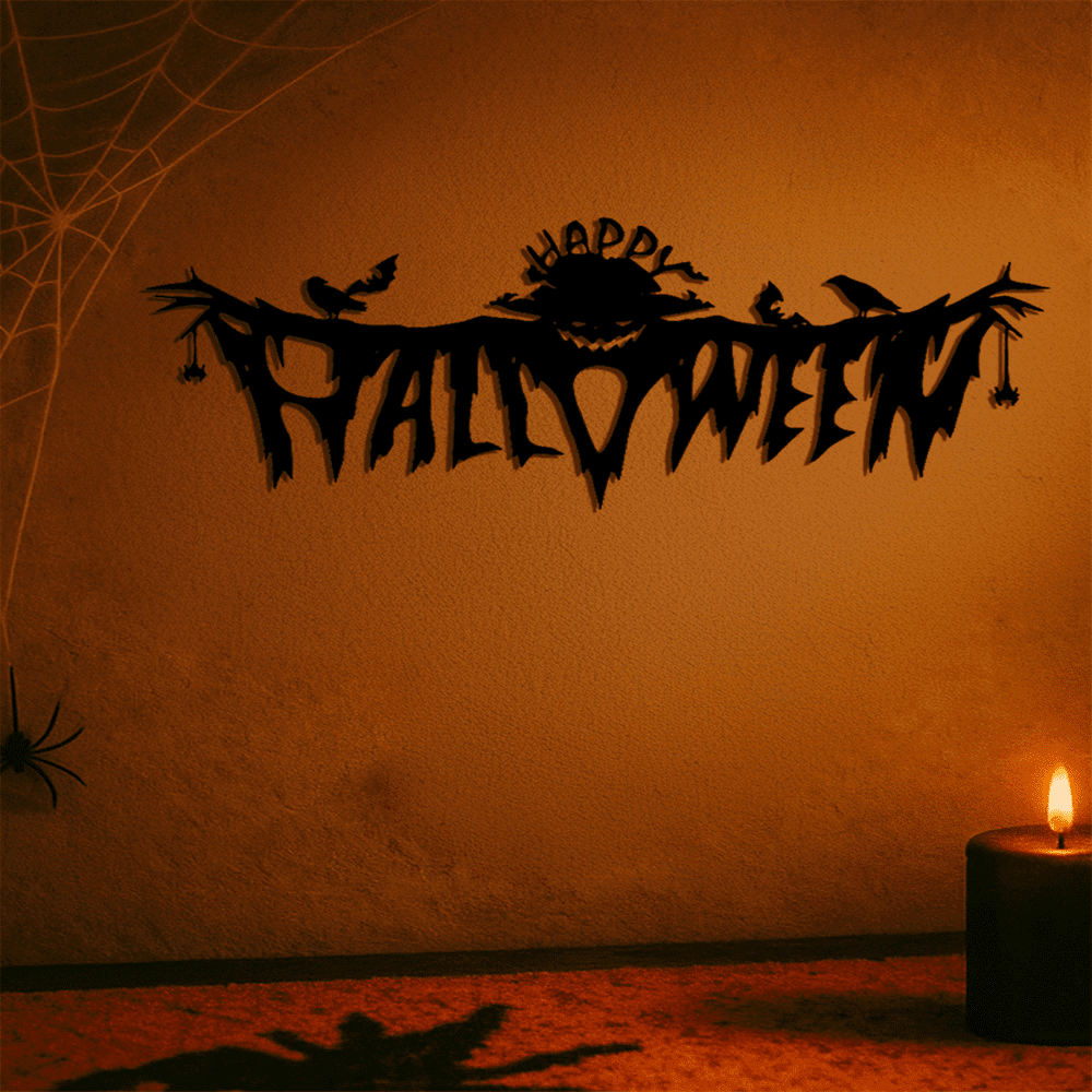 Gothic Halloween Metal Wall Art Decor for Living Room Bedroom Spooky Indoor Gothic Accents Horror Theme Party