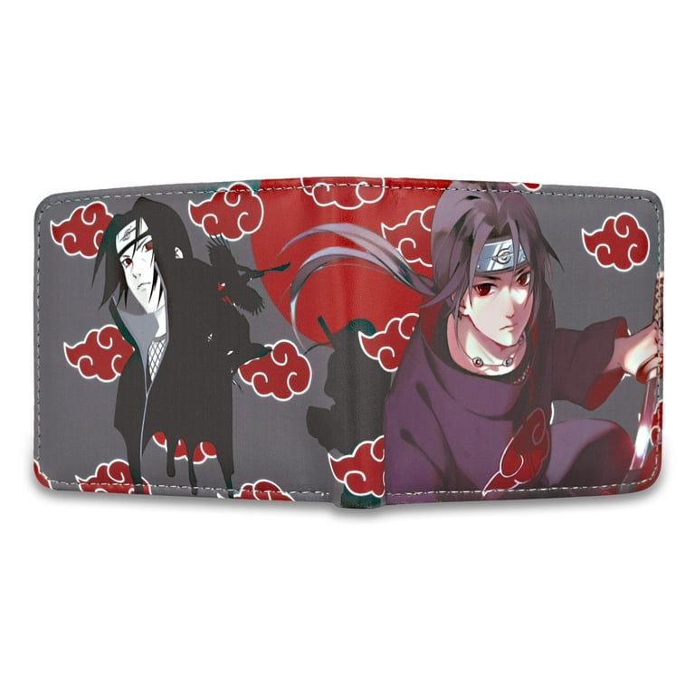 Roffatide Anime Naruto Akatsuki Red Cloud Wallets for Men Faux Leather Slim  Wallet Short Bi-Fold Wallet with ID Window Orange 