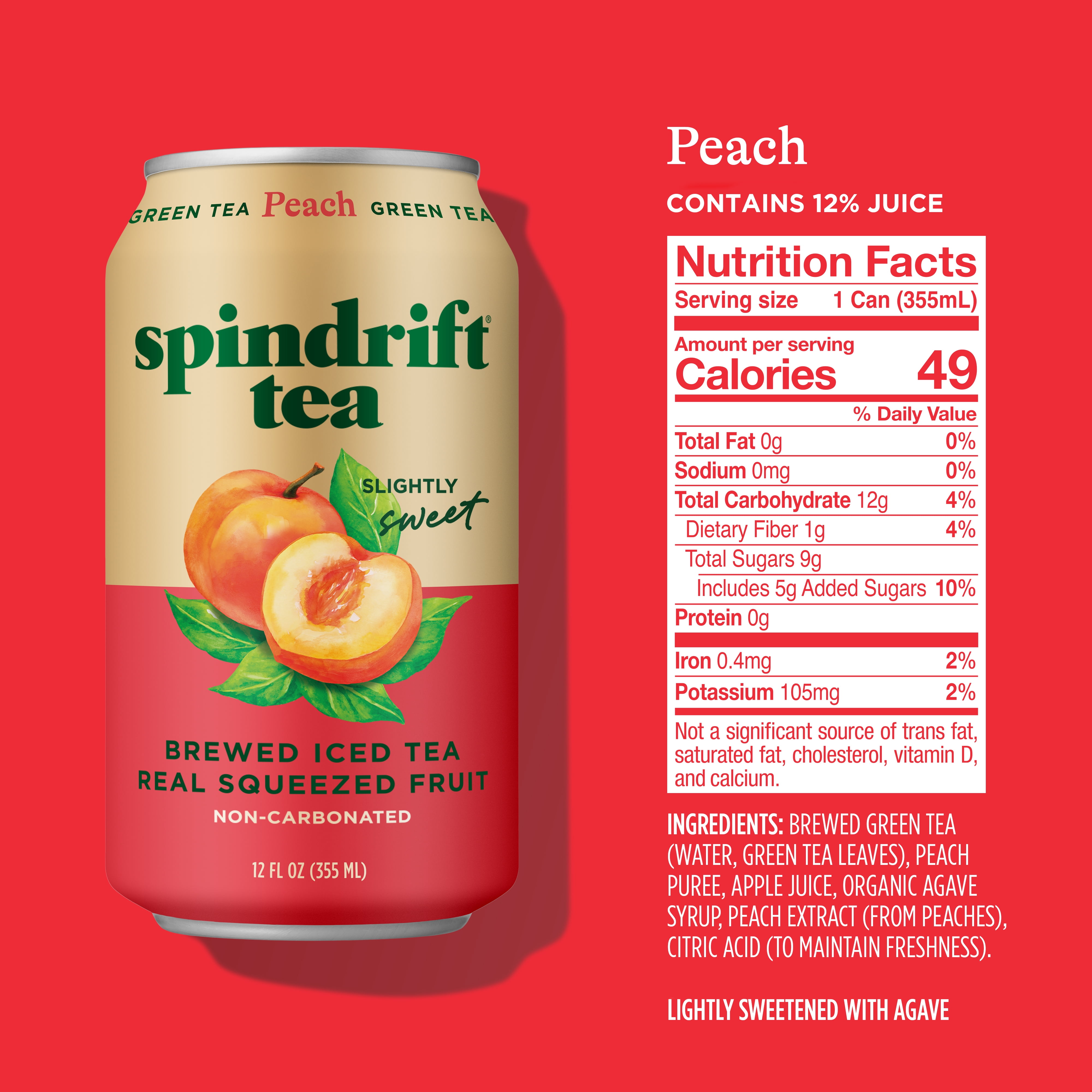 (12 pack) 12 oz. Peach Green Tea Singles