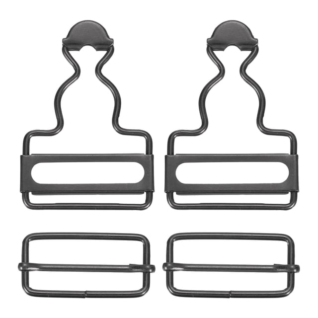 Unique Bargains Overall Buckles 2 Sets Retro Suspender Replacement Buckles 32mm, Gun-black