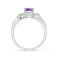 thumbnail image 2 of ANGARA Natural Amethyst and Diamond Twisted Vine Ring in 14K White Gold for Women (Size-6mm) | February Birthstone, Birthday, Anniversary, Jewelry Gift for Women | Natural Amethyst Ring, 2 of 9