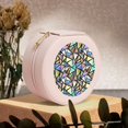 thumbnail image 6 of Yiaed Colored Glass Print Travel Jewelry Case Bridesmaid Gift Boxes Jewelry Travel Organizer Small Round Jewelry Box Mini Storage-Pink, 6 of 7
