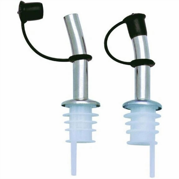 (1-2Pk)-Nickel Plated Liquor Wine Whiskey Bar Bottle Pourer Stopper Spout Caps