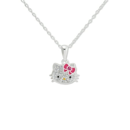 Hello Kitty Girl's Sterling Silver Clear Crystal Pendant
