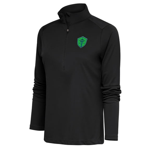 Women's Antigua Charcoal Seattle Sounders FC Tribute Half-Zip Pullover Top
