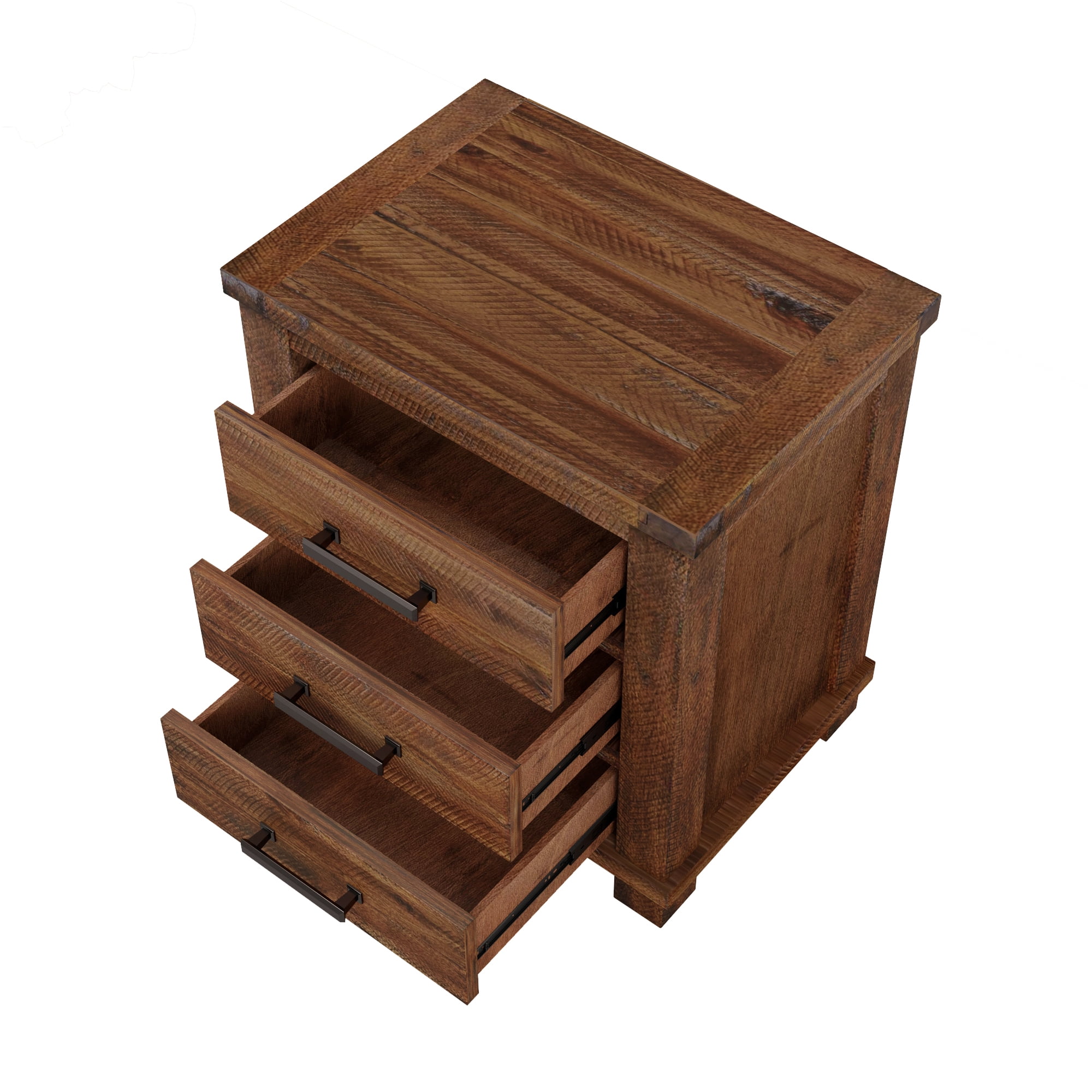 Mintazer Farmhouse Nightstand Set of 2, Nightstands with 3 Drawers, End Tables for Home Office Bedroom, Brown