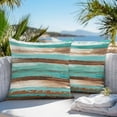 thumbnail image 4 of Abstract Turquoise Outdoor Pillow Covers Pack of 2 and Brown Gradient Wood Board Waterproof Throw Pillow Covers Decorative Cushion Cases for Patio Garden Tent Balcony Couch 26x26 inch, 4 of 8