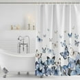 thumbnail image 2 of Blue Butterflies Shower Curtain Set - 48" x 72" Washable Bathtub Curtain with 12 Hooks, Elegant Pastoral Butterfly Waterproof Fabric Stall Shower Curtains for Bathroom/Bathtub Décor, 2 of 6