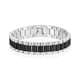 thumbnail image 1 of JeenMata Pulsera de eslabones plateados y negros de dos tonos para hombre - Joyería moderna entrelazada, 1 of 6