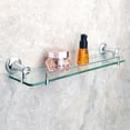 thumbnail image 2 of Corner Shower Caddy Floating Shelves Shower Caddy Bathroom Shelf, 50Cm Bathroom Glass Shelf, Bath Shower Shelf Holder, Single Layer Glass Storage Rack, Wall Mount with Crystal Head Bathroom Shelves/Chrome, 2 of 7