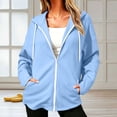 thumbnail image 7 of Bosfbaoi Zip Up Hoodies for Women Contrast Zipper Drawstring Hood Long Sleeve Womens Jacket Loose Casual Sweatshirt with Side Pockets, 7 of 7