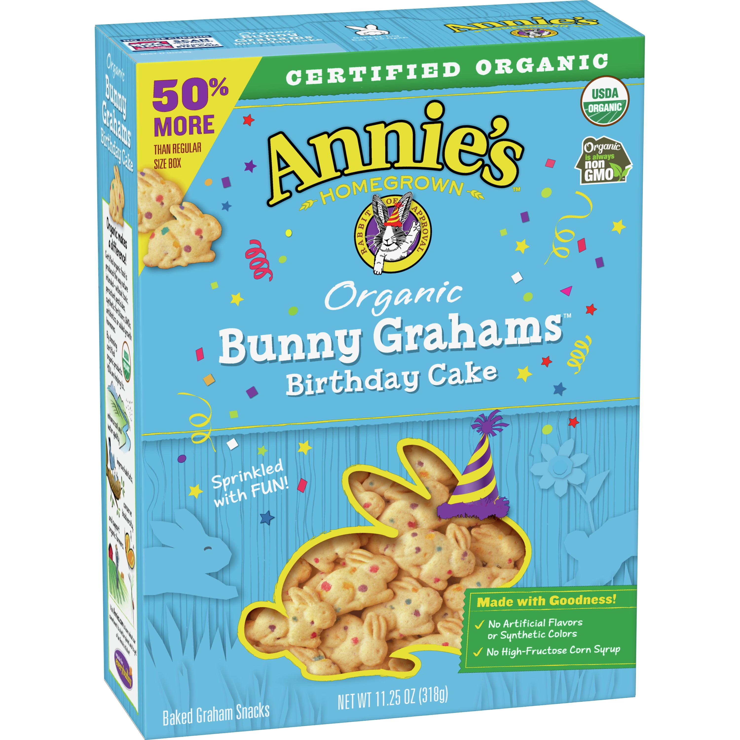 Annie's Organic Birthday Cake Whole Grain Bunny Graham Snacks, 11.25 oz