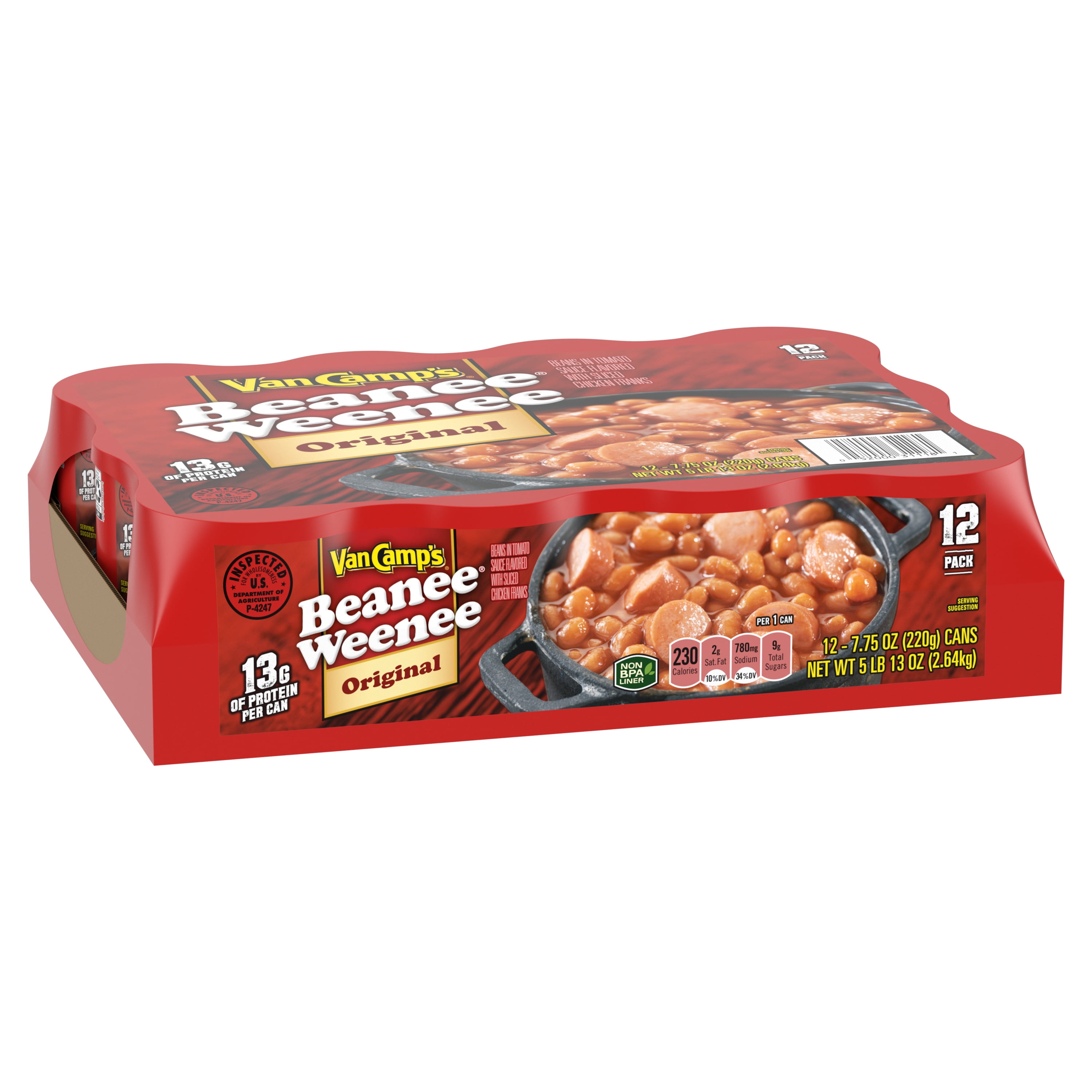 Van Camp's Original Beanee Weenee, Canned Food, 7.75 OZ (Pack of 12)