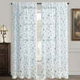 thumbnail image 4 of Leaf Embroidered Sheer Curtains, Translucent Light-Filtering Window Panel, Large Decorative Drape for Living Room and Bedroom Window Treatment(Blue), 4 of 6