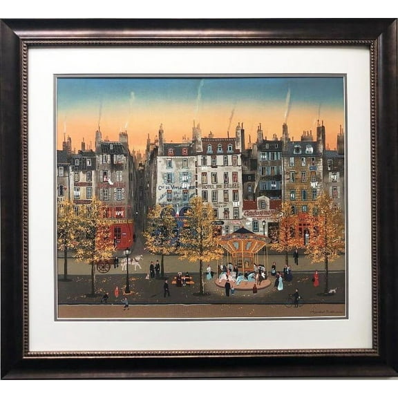 Michel Delacroix "Le Monege Sur Le Boulevard" Framed Litho Art Generic