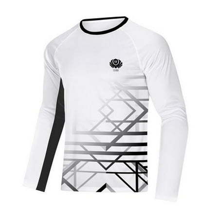 Voofly Rash Guard for Men Sun Protection Shirts UPF 50+ Fishing Shirts Quick Dry Outdoor White S