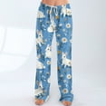 thumbnail image 4 of JGNGSHN Women's Cozy Easter Bunny Pajama Pants, Soft Lounge Pants with Wide Leg & Drawstring Waist Blue XL, 4 of 7