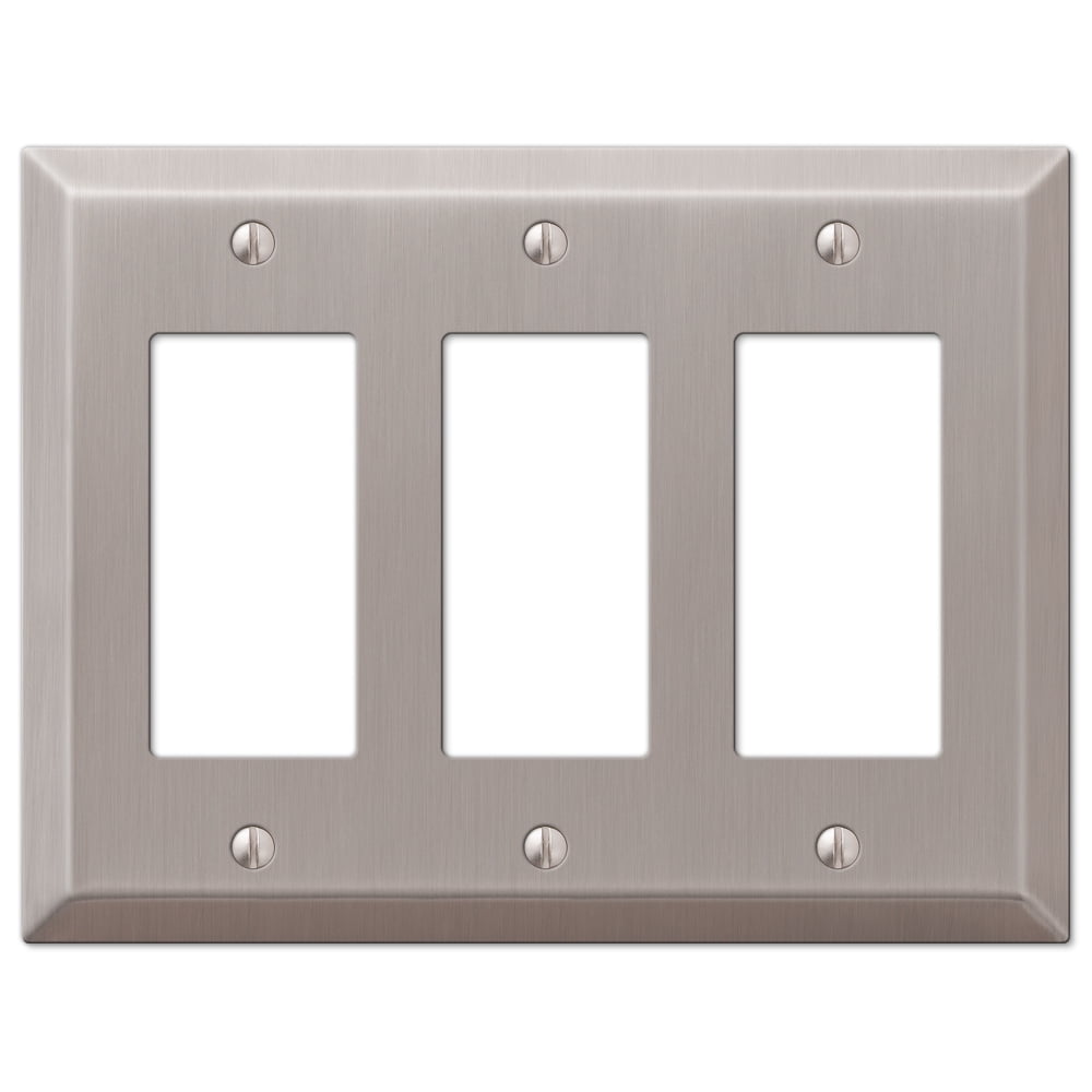 Triple GFCI Rocker 3-Gang Decora Wall Switch Plate, Brushed Nickel