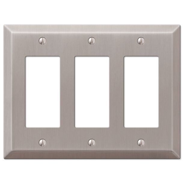 Triple GFCI Rocker 3Gang Decora Wall Switch Plate, Brushed Nickel