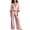 01 Pink, variant on Women's Dressy Linen 2 Piece Outfits - Long Sleeve V Neck Top with Wide Leg Pants Elegant Business Casual Sets